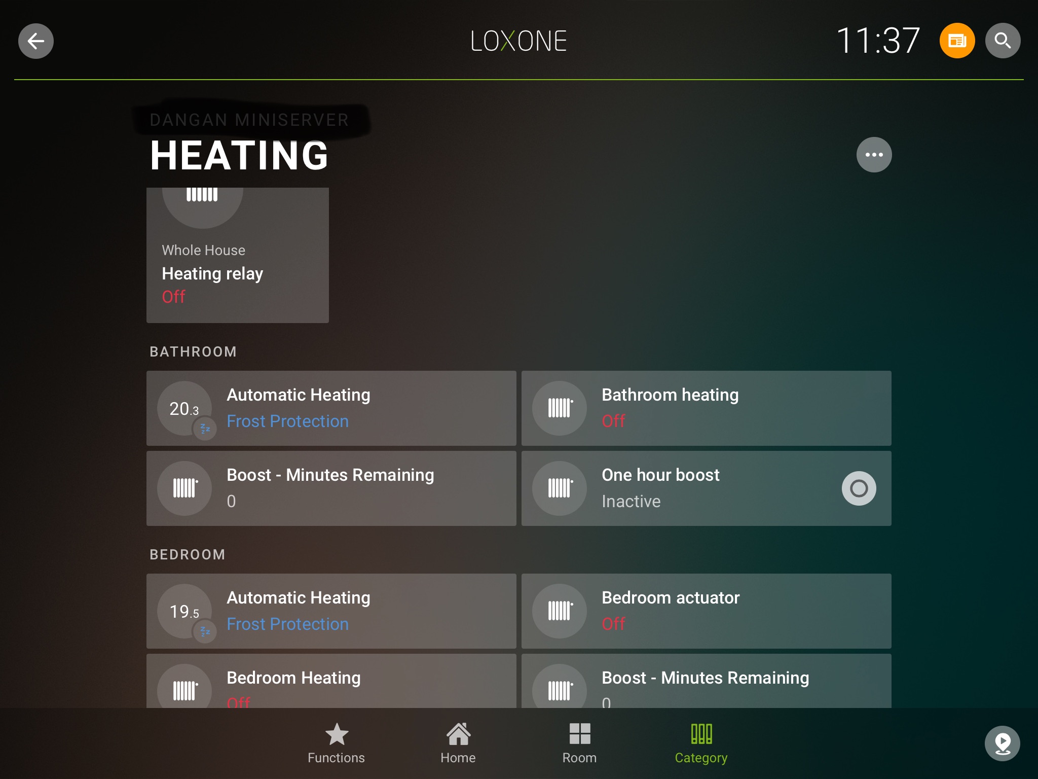 Loxone Heating Control on Ipad